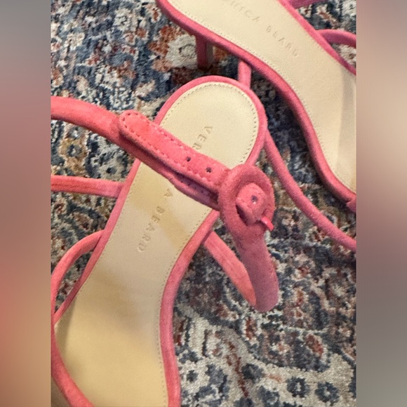 Veronica Beard Mariel Women’s Ankle Strap Sandal in Size 7.5 in Coral - Picture 7 of 11